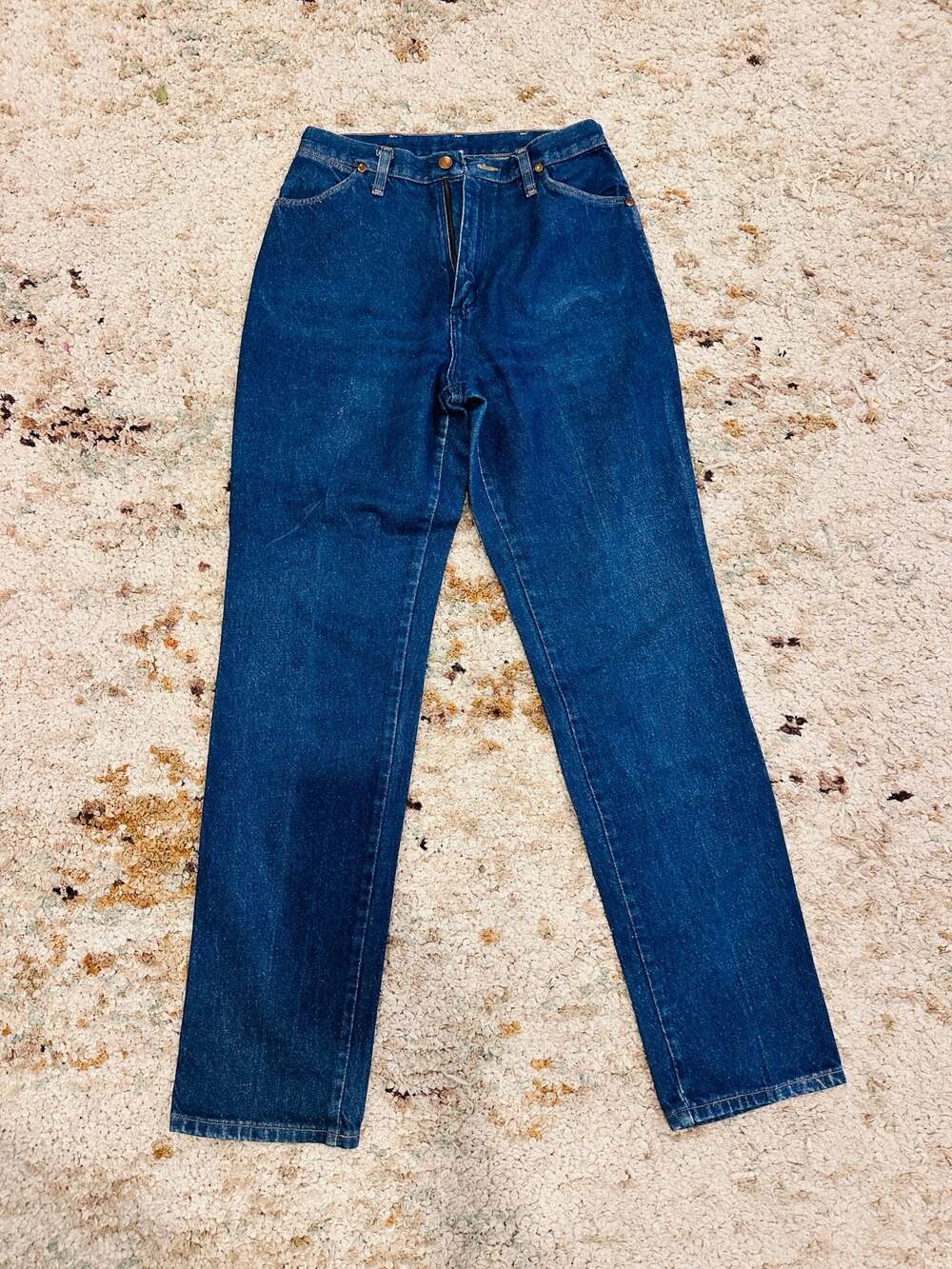 Vintage Wrangler FF100PW High Waisted Straight Jeans USA made - Size 11/12 x 34